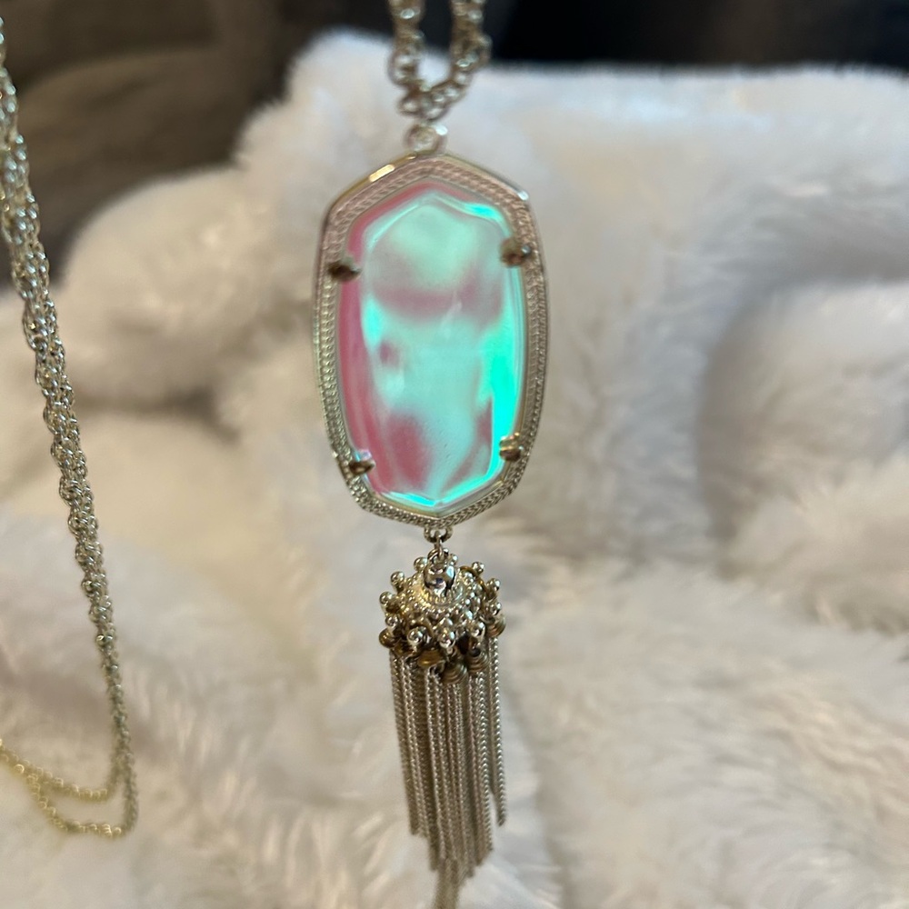 Kendra Scott Iridescent Pink and Silver Necklace